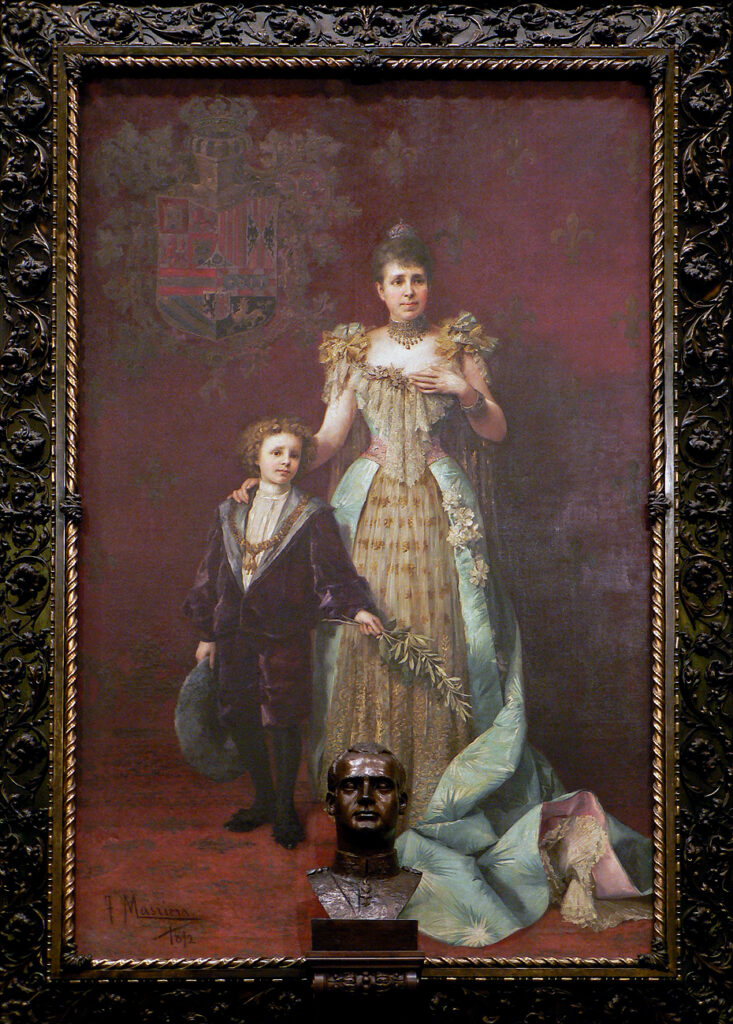 Portrait of Queen regent Maria Cristina and King Alfonso XIII – Francesc Masriera Tablo