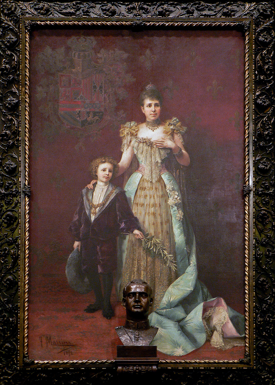 Portrait of Queen regent Maria Cristina and King Alfonso XIII - Francesc Masriera Tablo kanvas tablo