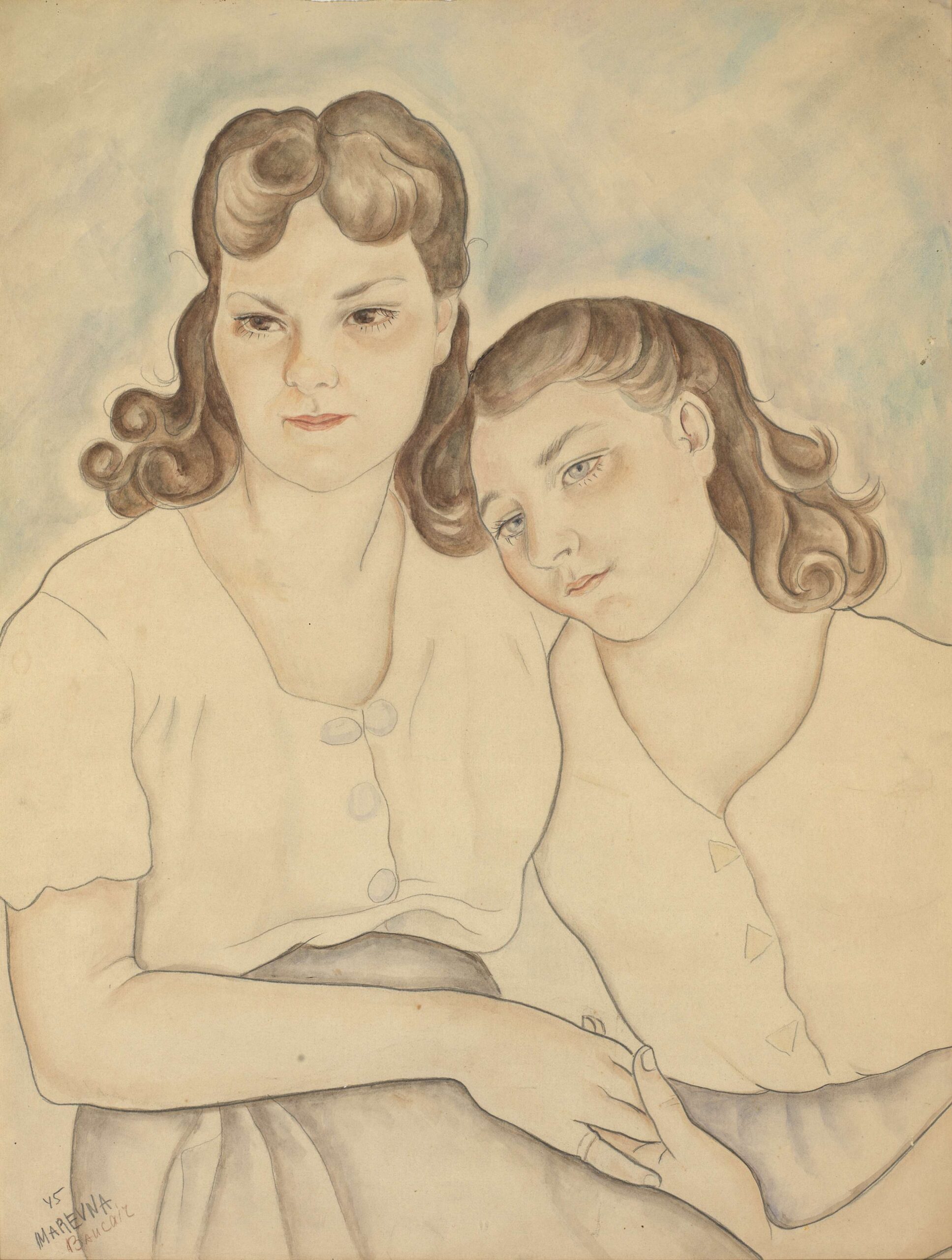 Portrait of Two Girls - Marevna (Marie Vorobieff) Tablo