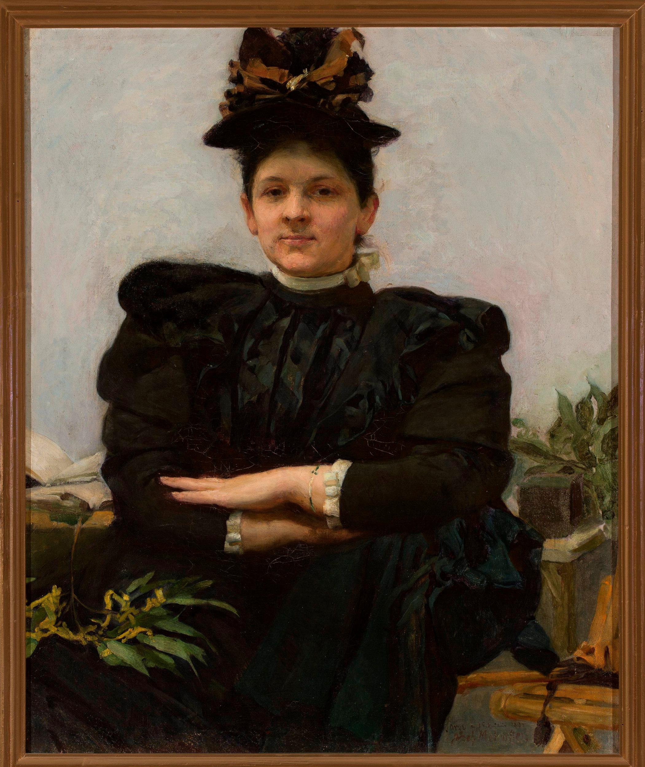 Portrait of Wanda Strażyńska (1894) - Józef Mehoffer Tablo