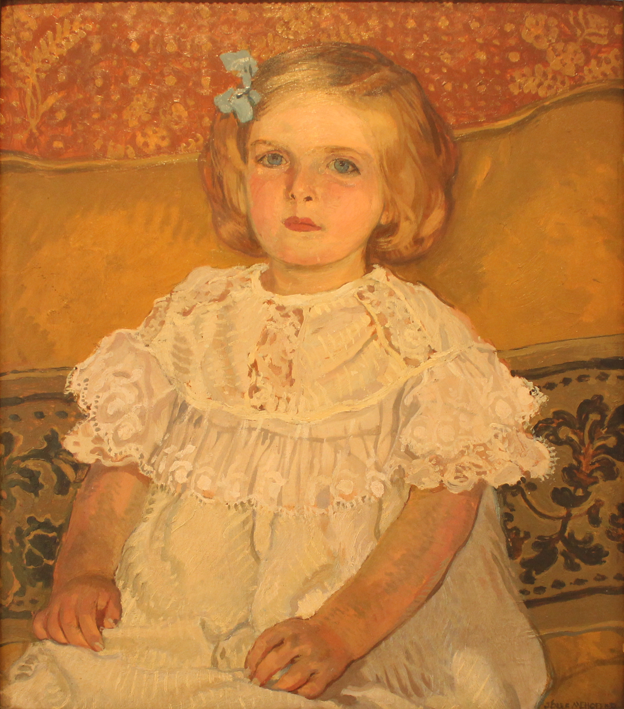 Portrait of a Girl - Józef Mehoffer Tablo