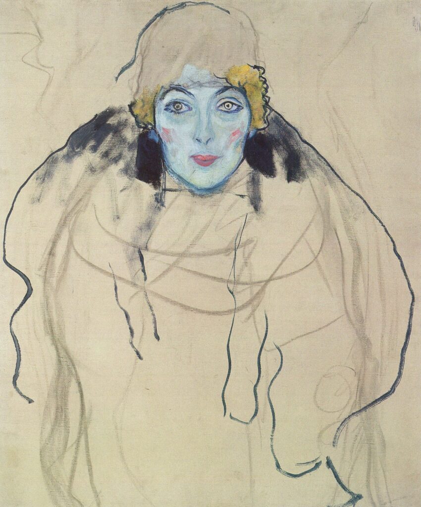 Portrait of a Lady (unfinished) (1917) - Gustav Klimt Tablo