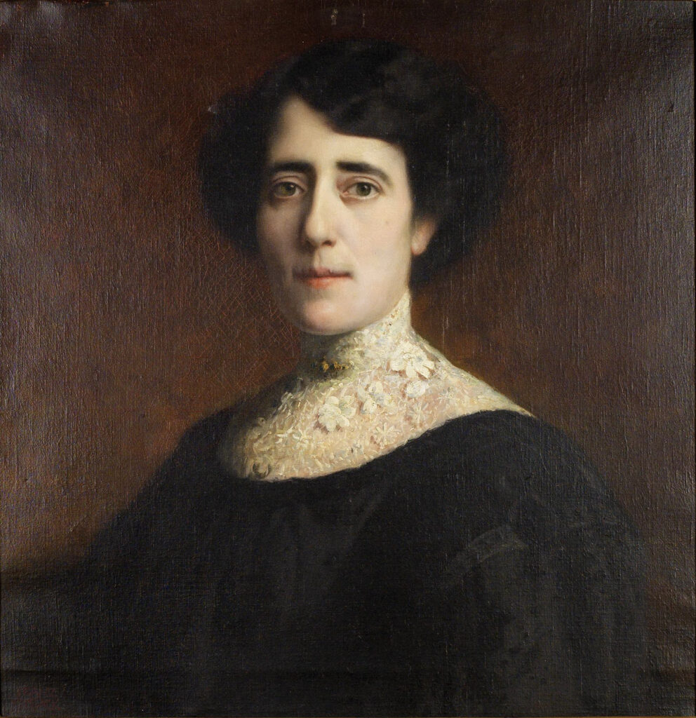 Portrait of a Lady with lace collar - Franz Stuck Tablo