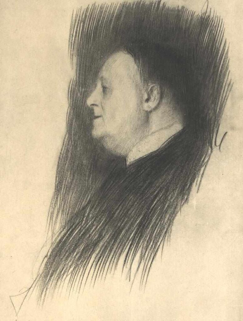 Portrait of a Man Facing Left (1887) - Gustav Klimt Tablo
