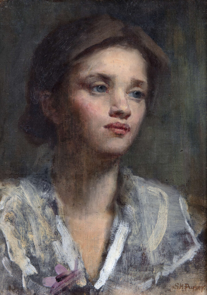 Portrait of a Young Girl with Flower - Sarah Purser Tablo