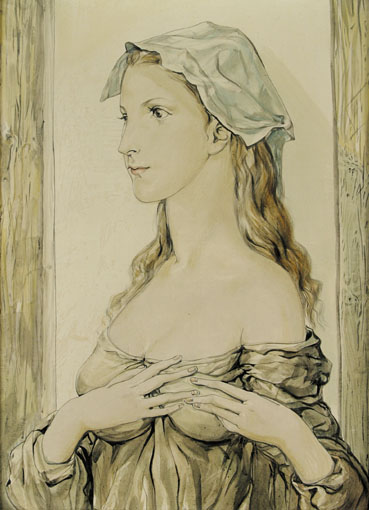 Portrait of a Young Woman in Profile – Tsuguharu Foujita Tablo