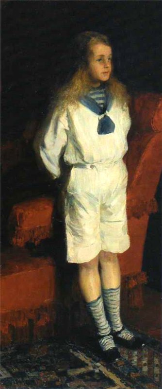 Portrait of a boy in a white suit (1905) – Filipp Malyavin Tablo