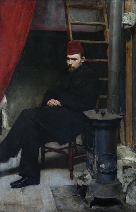 Portrait of sculptor Konstanty Laszczka (1894) - Józef Mehoffer Tablo