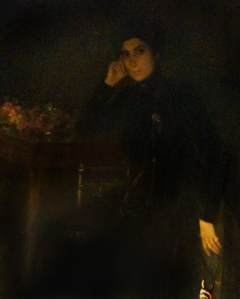 Portrait of woman dressed in black - Joan Brull Tablo