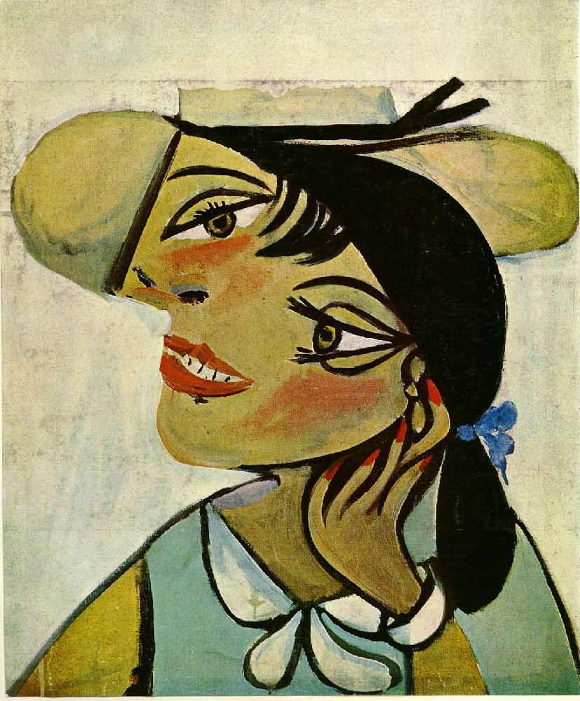 Portrait of woman in d`hermine pass (Olga) (1923) - Pablo Picasso Tablo