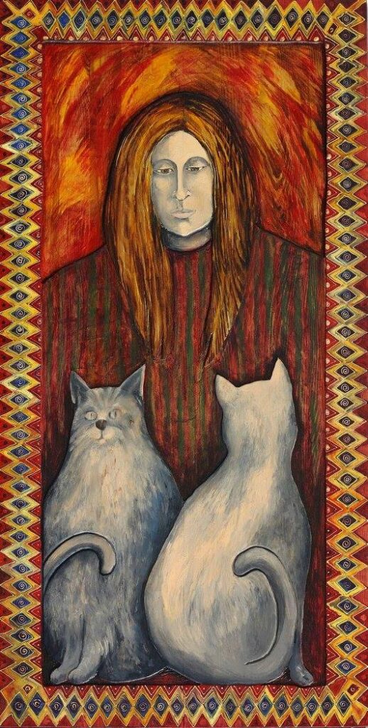 Portrait with cats - Małgorzata Serwatka Tablo