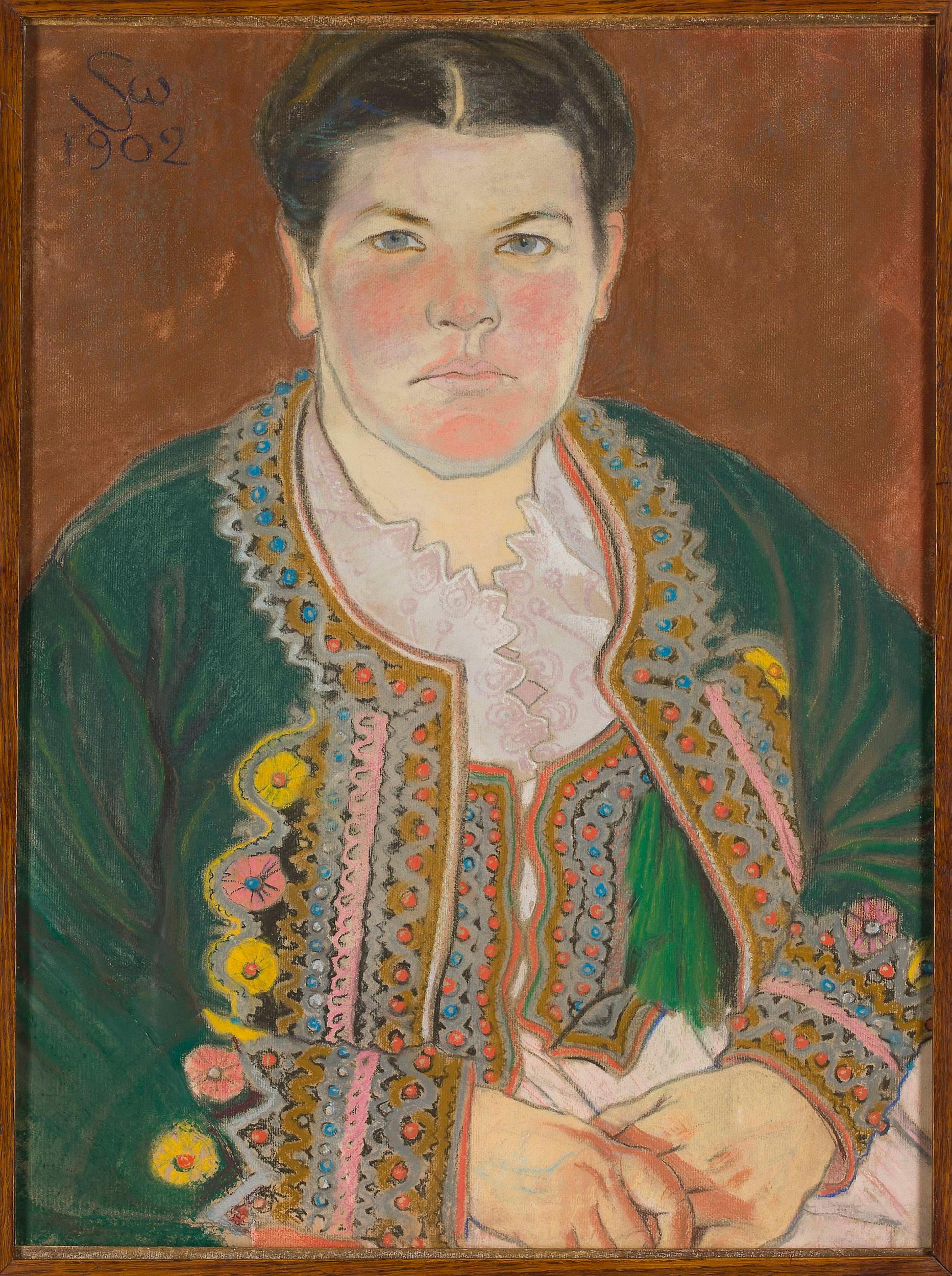 Portret Żony W Serdaku - Stanisław Wyspiański Tablo