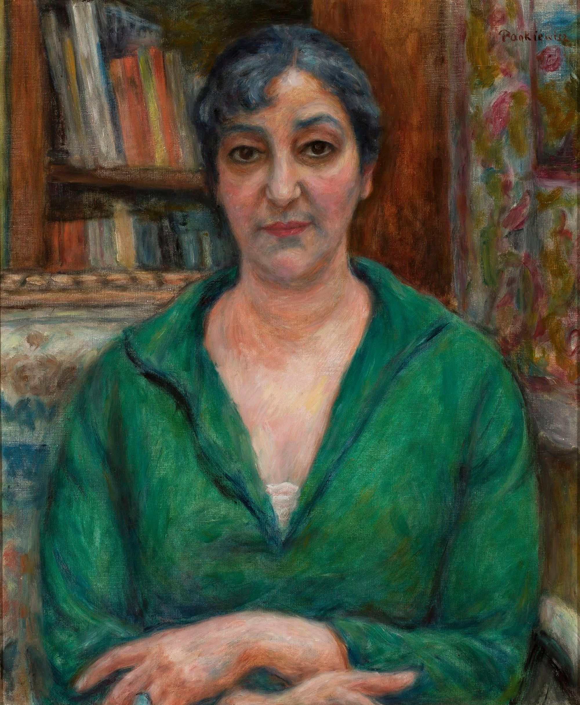 Portret Żony W Zielonym Swetrze (1921) - Józef Pankiewicz Tablo