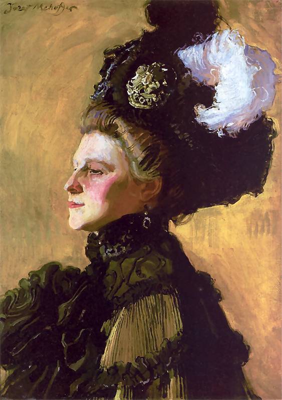 Portret of the wife on a yellow background (1907) - Józef Mehoffer Tablo