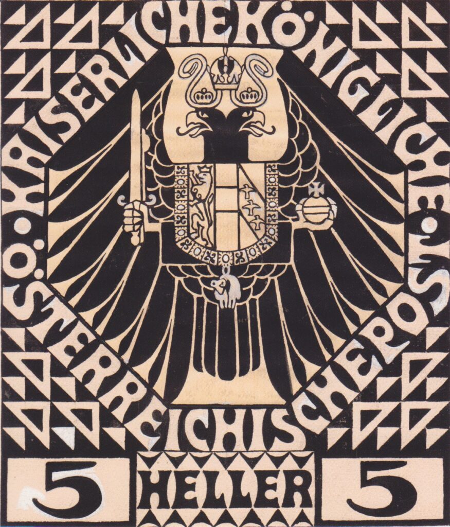Postage stamp design for mail postal (not issued) (1908) - Koloman Moser Tablo