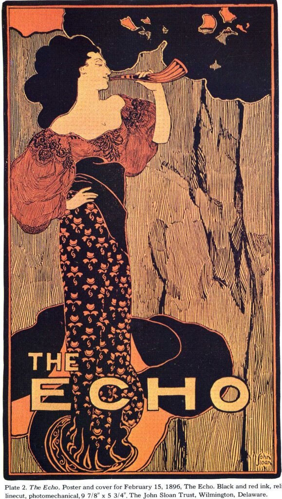 Poster and cover for February 15, 1896, The Echo - John French Sloan Tablo
