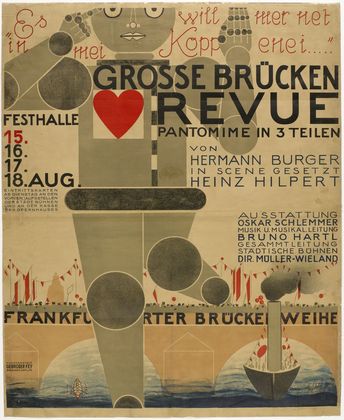 Poster for the Great Bridge Revue (Große Brücken Revue) (1926) – Oskar Schlemmer Tablo