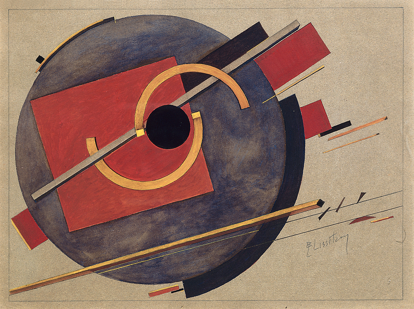 Preliminary sketch for a poster (1920) - El Lissitzky Tablo