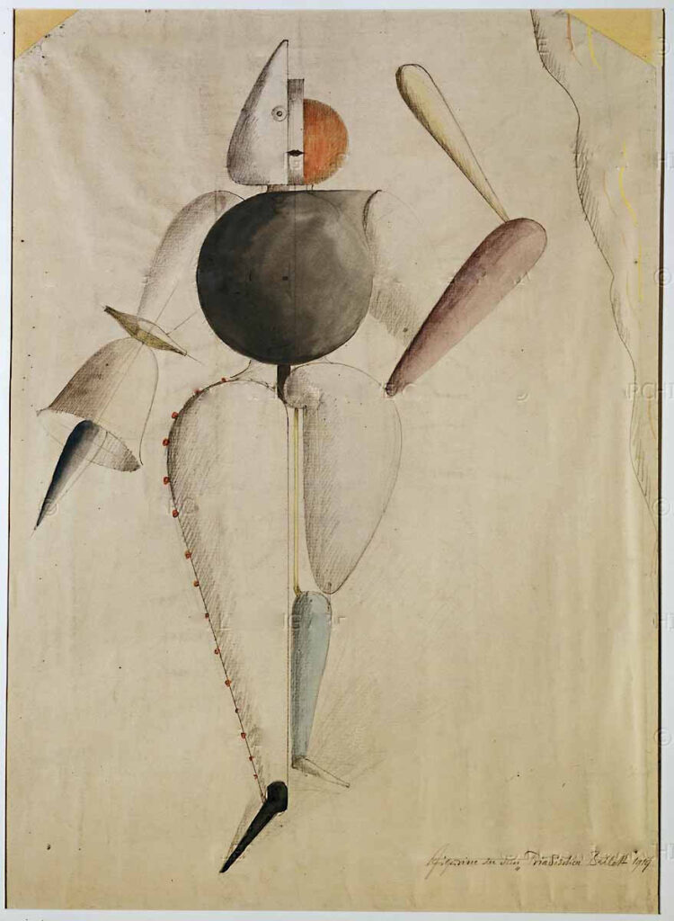 Preliminary sketch for the Triadic Ballet (1919) - Oskar Schlemmer Tablo