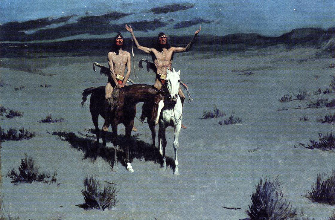 Pretty Mother of the Night—White Otter is No Longer a Boy (1900) - Frederic Remington Tablo
