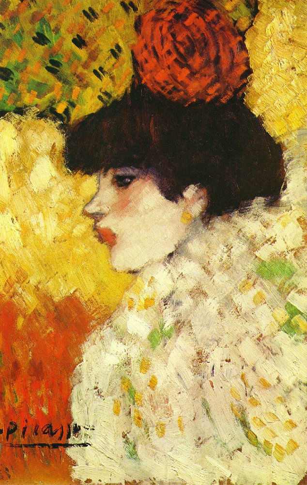 Profile of a young girl (Girl with red flower in her hair) (1901) - Pablo Picasso Tablo