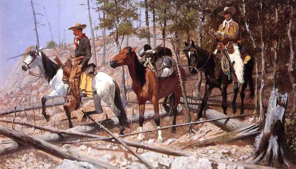 Prospecting for Cattle Range (1889) - Frederic Remington Tablo