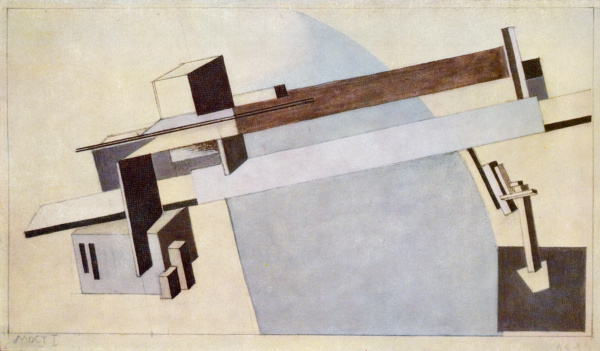 Proun 1 A, Bridge I (1919) - El Lissitzky Tablo