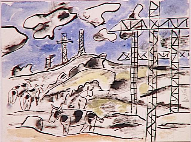 Pylons (study for The City) - Fernand Léger Tablo