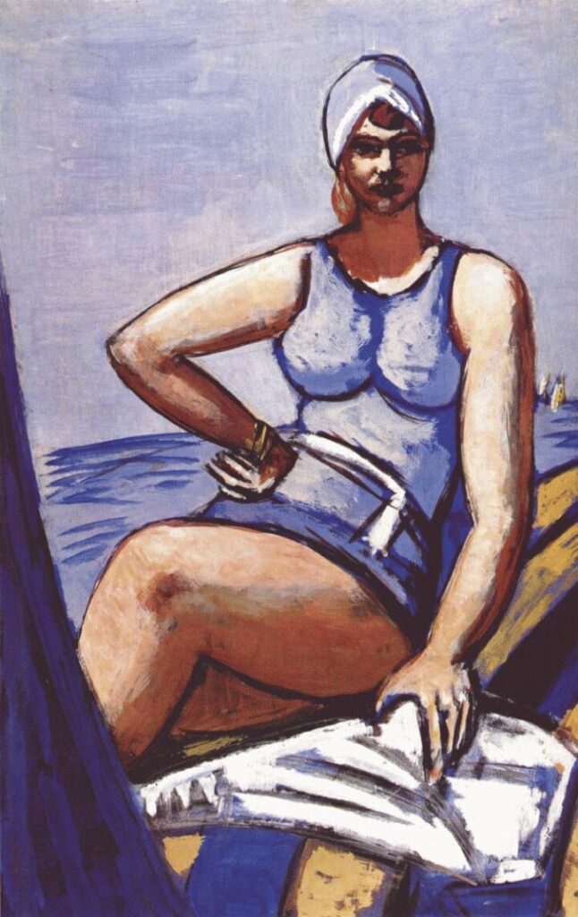 Quappi in blue in a boat (1926) - Max Beckmann Tablo
