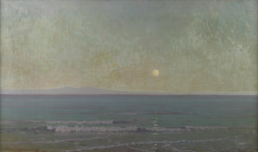 Quiet Moonlight (beyond Catalina Island) - Granville Redmond Tablo