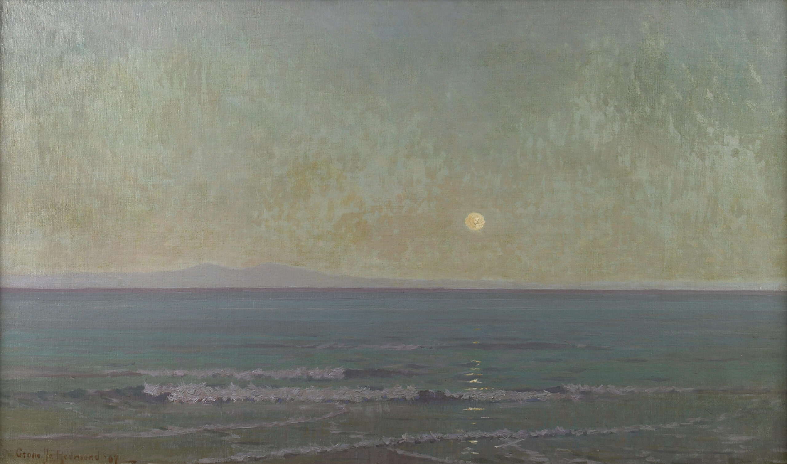Quiet Moonlight (beyond Catalina Island) - Granville Redmond Tablo