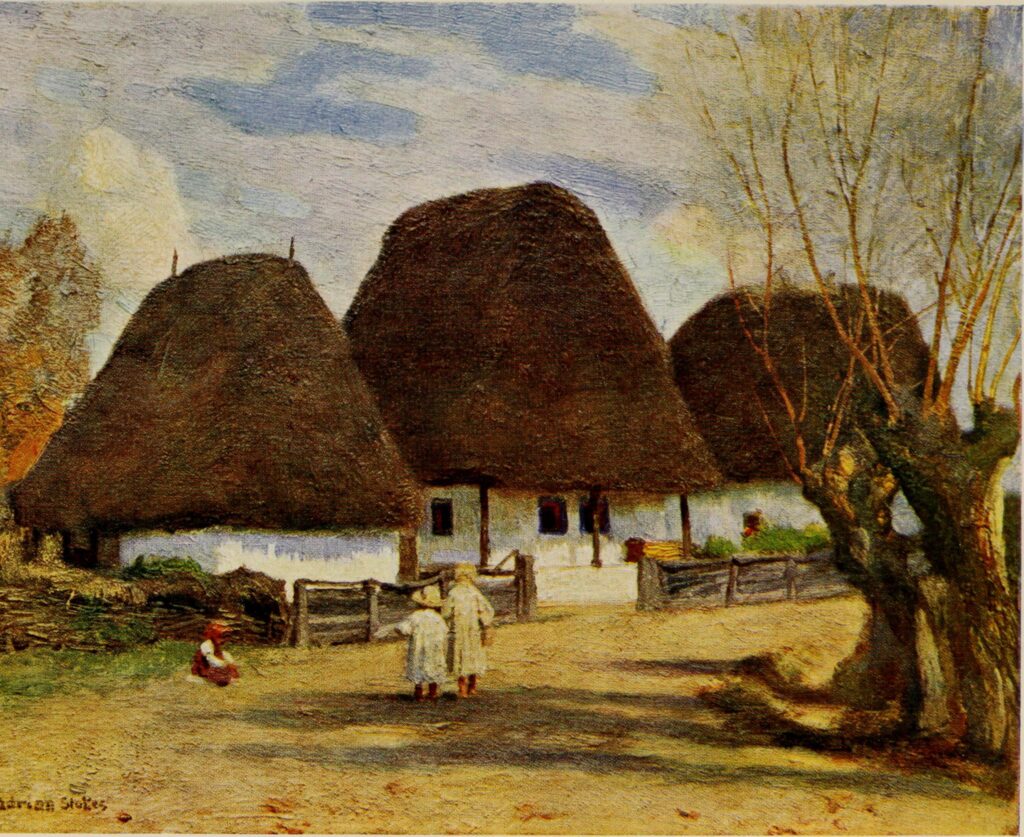 RUMANIAN COTTAGES IN TRANSYLVANIA (1909) - Marianne Stokes Tablo