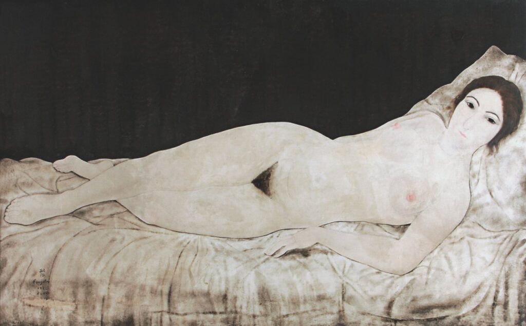 Reclining Nude (1922) - Tsuguharu Foujita Tablo