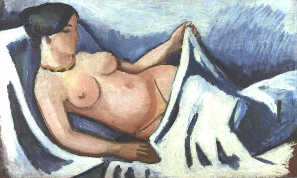 Reclining female nude - August Macke Tablo