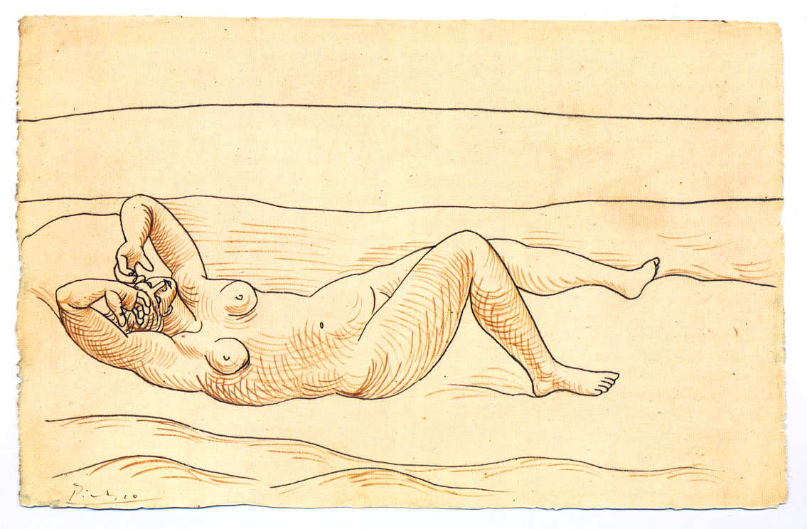 Reclining woman at the seashore (1920) - Pablo Picasso Tablo