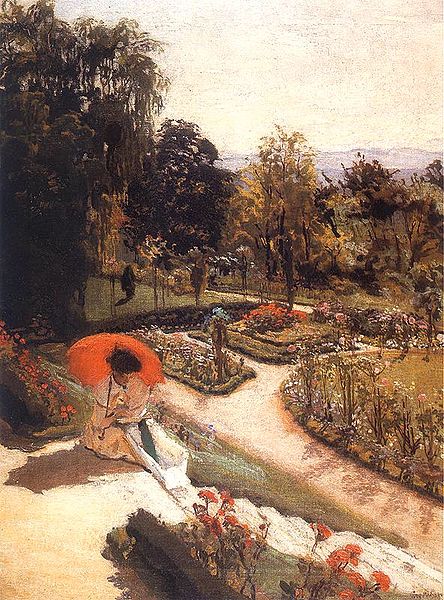 Red Umbrella (1917) - Józef Mehoffer Tablo
