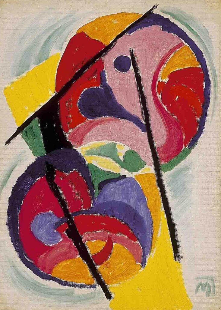 Red and Yellow Composition - János Mattis-Teutsch Tablo