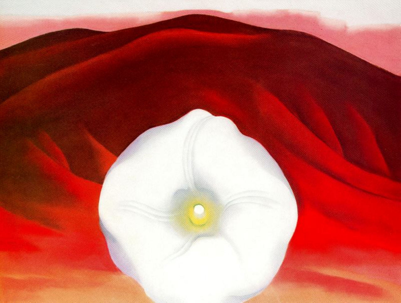Red hills and white flower - Georgia O'Keeffe Tablo