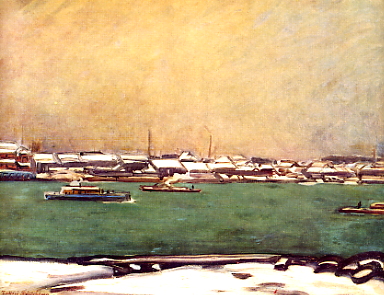 Remains of the Snow at Okawa (1917) – Fujishima Takeji Tablo