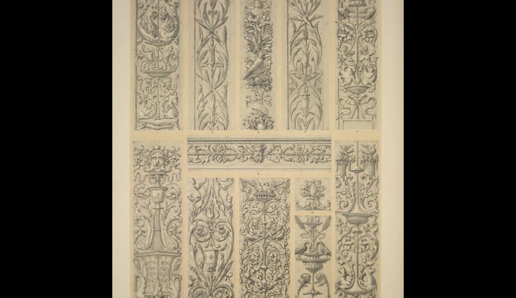Renaissance Ornament no. 2. Renaissance ornaments in relief, from photographs taken from casts in th - Owen Jones Tablo