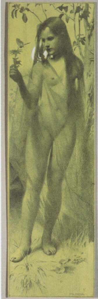Reproduction template for the left part of the leaf for Gerlach's love allegories. New Series, Plate (1895) - Koloman Moser Tablo