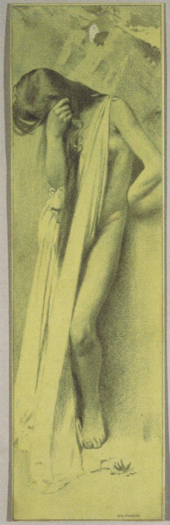 Reproduction template for the right part of the leaf for Gerlach's love allegories. New Series, Plat (1895) - Koloman Moser Tablo