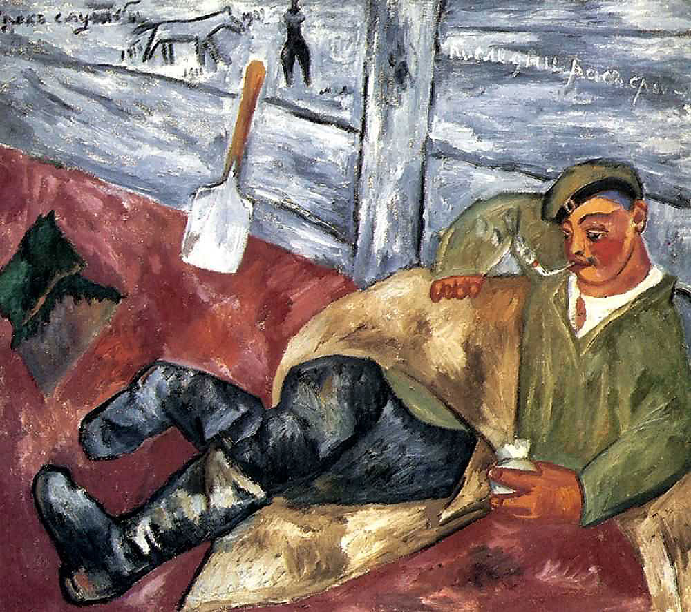 Resting Soldier (1911) - Mikhail Larionov Tablo