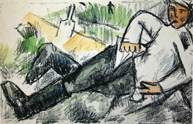 Resting Soldier (1912) - Mikhail Larionov Tablo