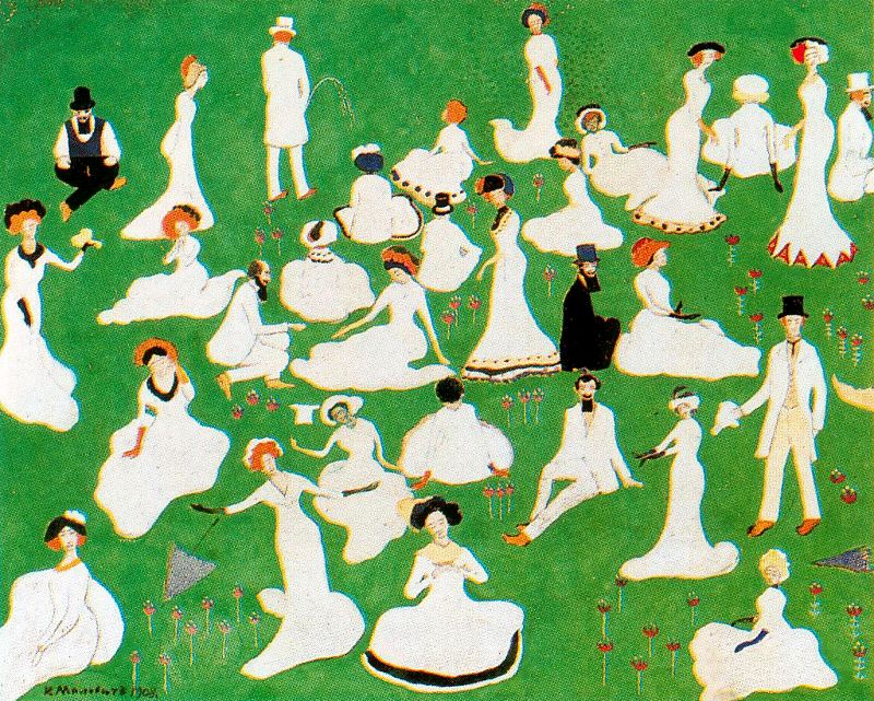Resting. Society in Top Hats (1908) - Kazimir Malevich Tablo