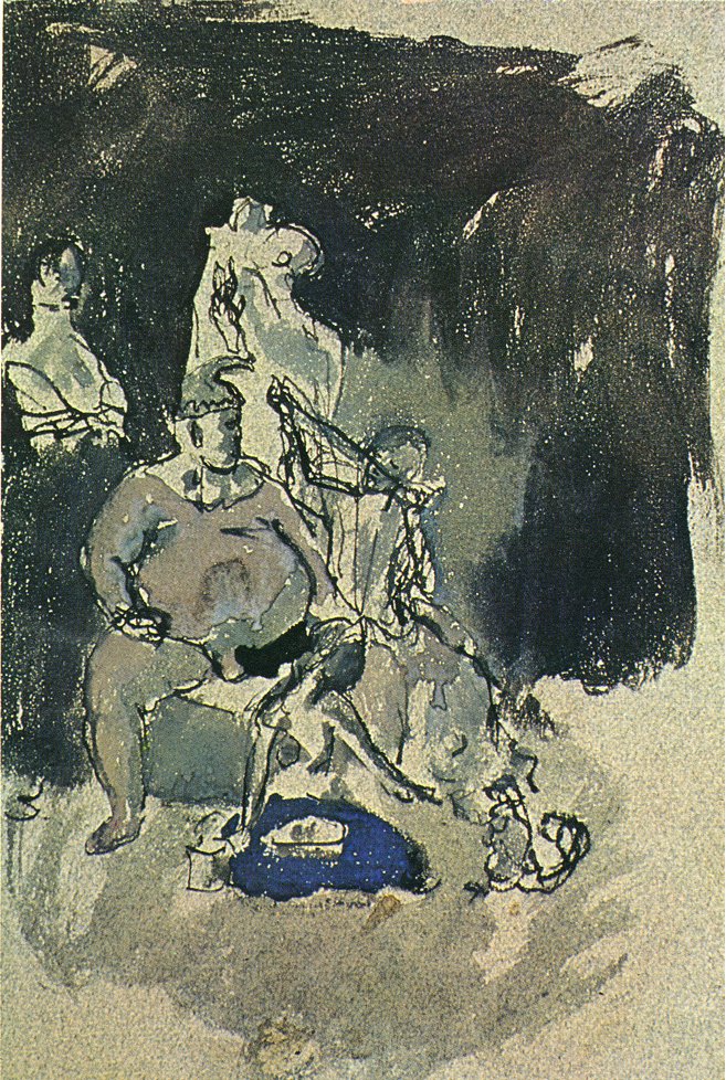 Right profile of clown (1905) - Pablo Picasso Tablo