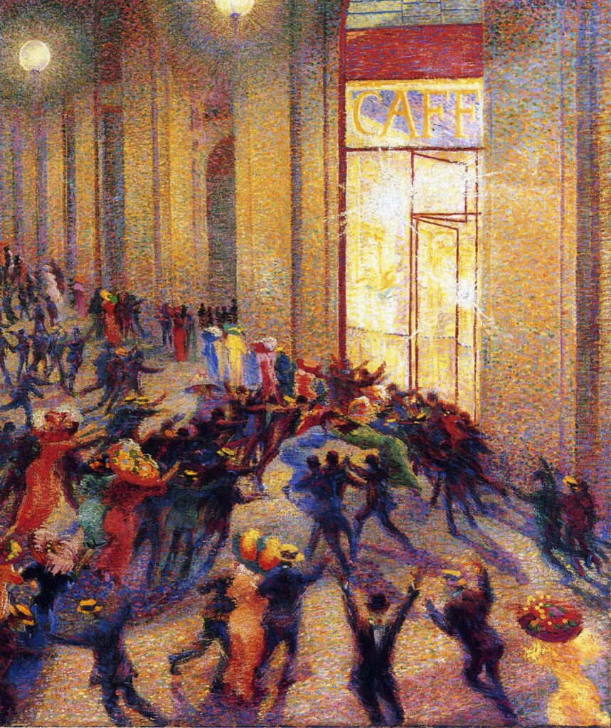 Riot in the Galleria (1909) – Umberto Boccioni Tablo