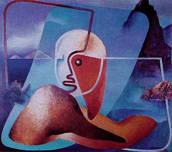 Ritratto di Marinetti poeta del Golfo della Spezia (1934) – Enrico Prampolini Tablo