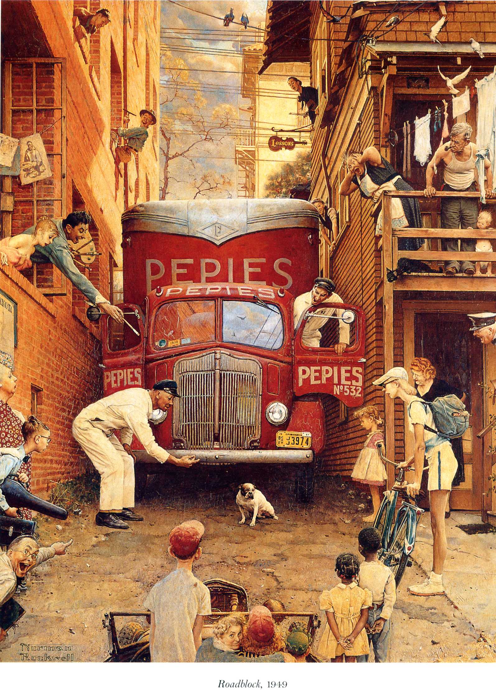 Roadblock (1949) - Norman Rockwell Tablo