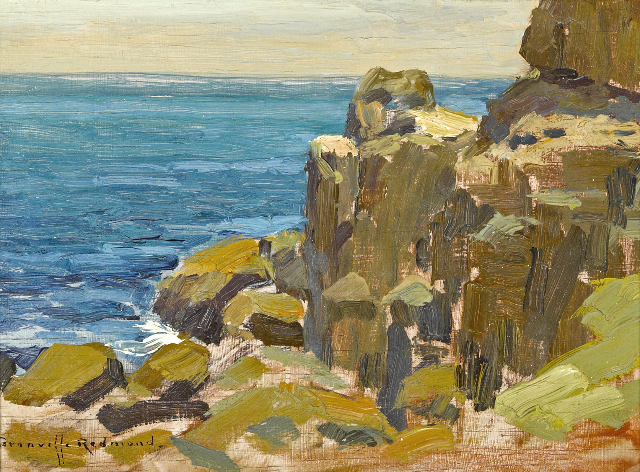 Rocky Cliffs, Catalina Island - Granville Redmond Tablo
